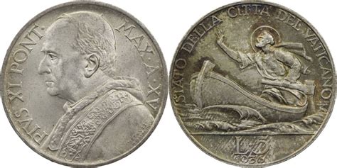 Vatikan 5 Lire 1936 Pius XI 1922 1939 Kursmünze 1929 1937 EF MA