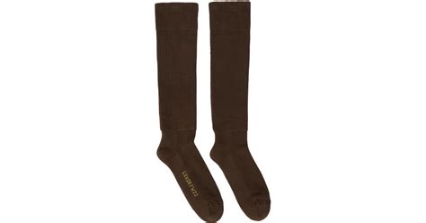 Rick Owens Brown Knee High Socks For Men Lyst