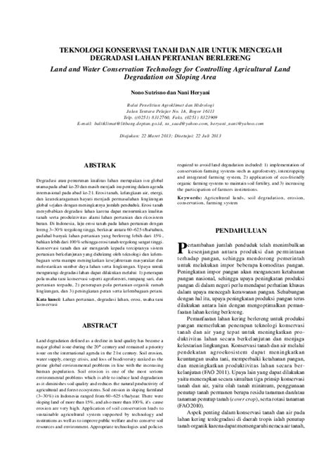 Pdf Teknologi Konservasi Tanah Dan Air Untuk Mencegah Degradasi Lahan