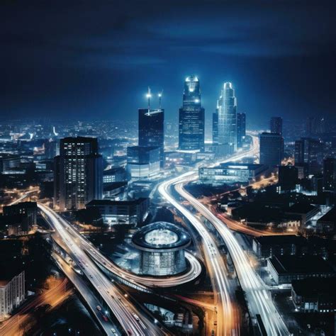 Aerial view of city skyline at night 29735876 Stock Photo at Vecteezy