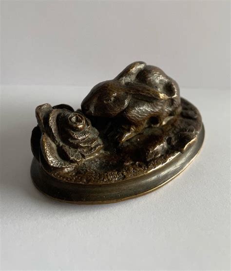 Petit Sujet En Bronze Le Lapin Et Le Chou 2R Antiquites