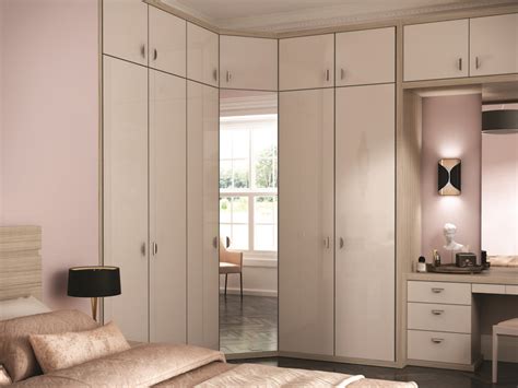 Stunning Gloss Finish Wardrobe With A Corner Mirror Corner Wardrobe