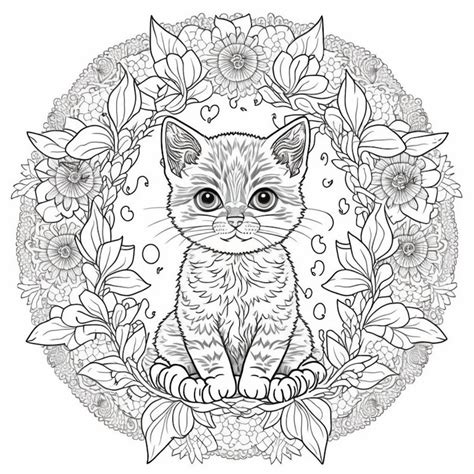 24 Page Printable Mandala Cats Coloring Book Mandala Pattern Coloring