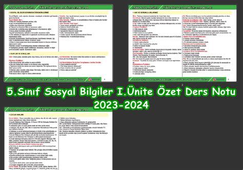 Ders Notu 5 Sınıf I Ünite Özet Ders Notu 2023 2024 Sosyal Bilgiler