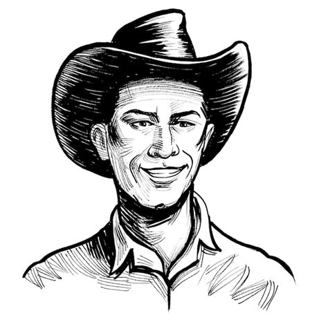 Um Desenho Preto E Branco De Um Homem Usando Um Chap U De Cowboy