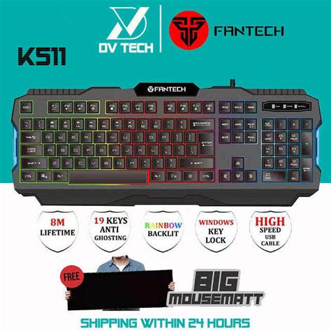 Fantech K Hunter Pro Rainbow Backlit Pro Gaming Keyboard With