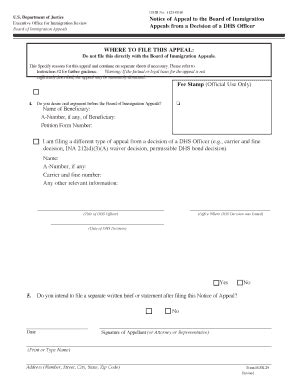 Fillable Online Uscis Form Eoir Uscis Uscis Fax Email Print