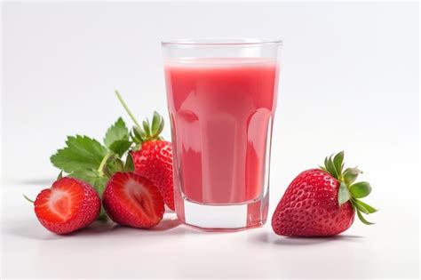 Premium Photo Glass Of Strawberry Juice And Fresh Strawberry