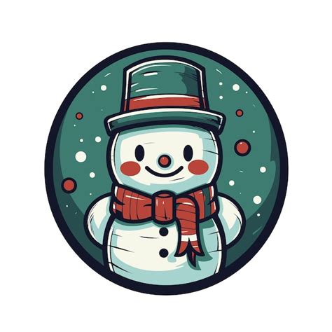 Dessin Animé Vecteur Mignon Bonhomme De Neige Noël Illustration