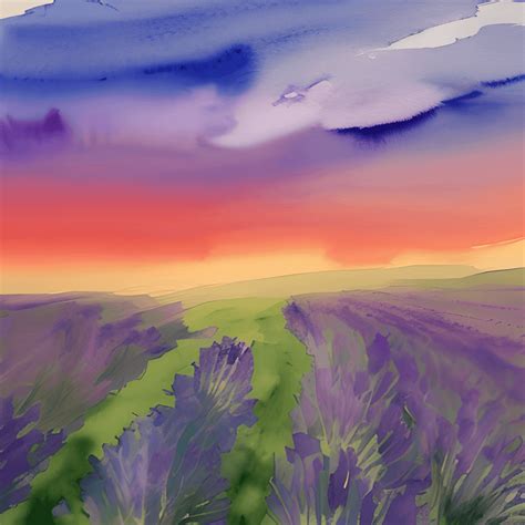 Field of Lavender at Sunrise · Creative Fabrica