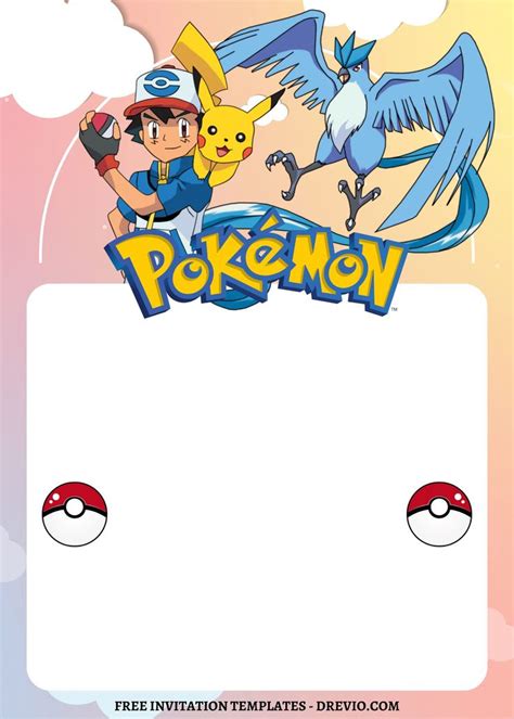 Adorable Pokemon Adventure Canva Birthday Invitation Templates