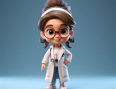 Foto lindo doctor personaje de dibujos animados atención médica y