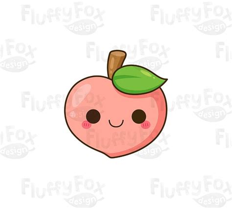 Kawaii Peach Clipart Cute Peaches Faces Clip Art Fruit Cartoon