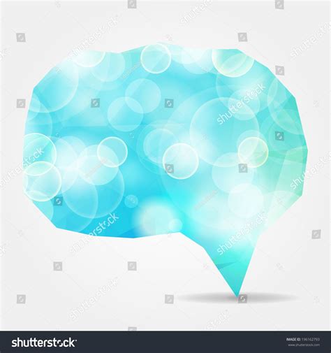 Abstract Blue Geometric Speech Bubble With Bubbles And Triangular