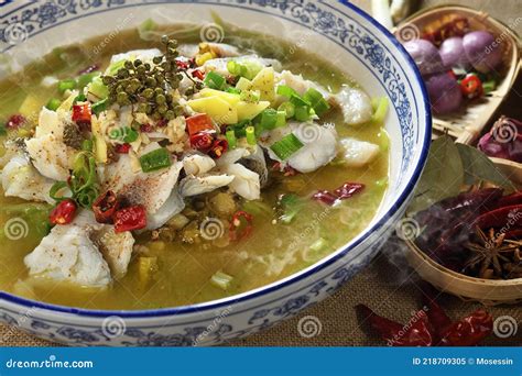 Chilly Spicy Sea Brass Fish Slice Soup Stock Image - Image of garlic ...