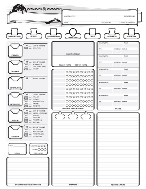 Printable Character Sheets 5e