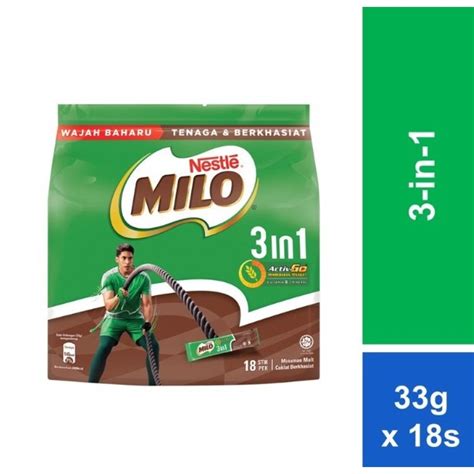 Nestle Milo Active Go 3in1 Chocolate Malt Drink 18 Sticks X 33g Packs