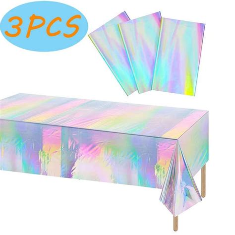 Iridescent Holographic Disposable Tablecloth Laser Purple Waterproof