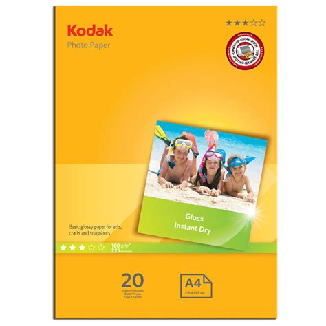 Kodak A4 Glossy Photo Paper 180gsm 20 Sheets Printerinks