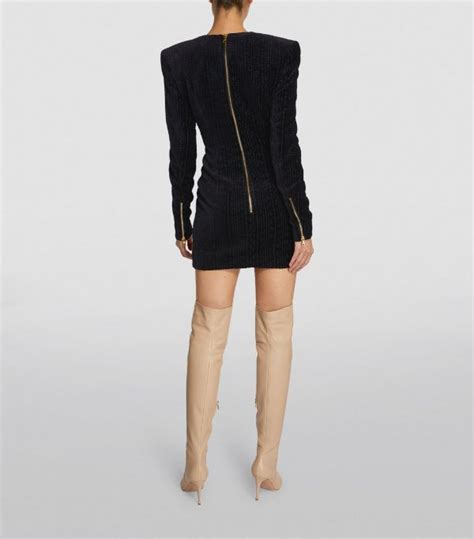 Womens Balmain Black Velvet Monogram Blazer Dress Harrods UK