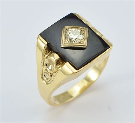 K Yellow Gold Grams Black Onyx Men S Ring With Carat