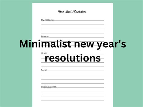 Minimalist New Years Resolution Printable New Years Resolutions New