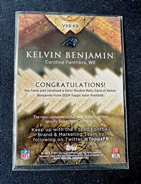 2014 Topps Valor Rookie Relics Speed VRR KB Kelvin Benjamin 99 MEM