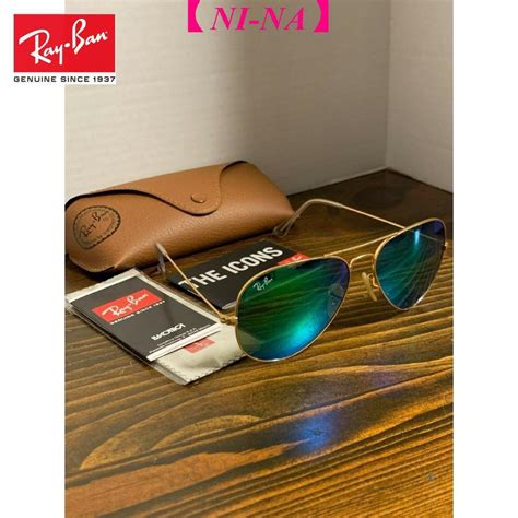 Aviator Rb3025 แว่นตากันแดด 1219 58 มม กรอบสีทอง เลนส์กระจก สีเขียว