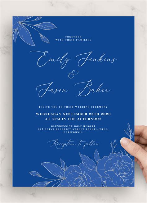 Royal Blue And Silver Invitation Template Free