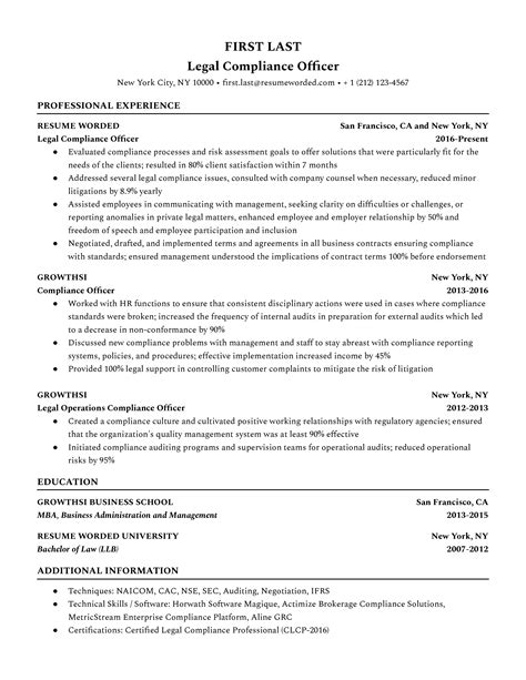 50 Legal Resume Examples For 2024 Resume Worded