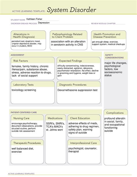 Systemdisorder Depression Active Learning Templates System Disorder