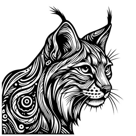 Premium Vector | Linear drawing of lynx head for tattoo