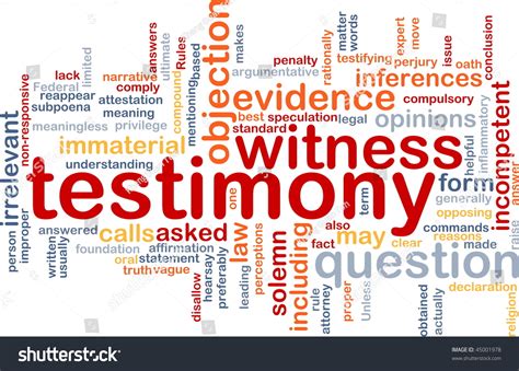 background concept wordcloud illustration testimony legal stock