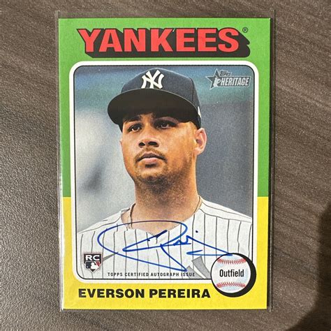 2024 Topps Heritage Everson Pereira RC Real One Auto New York Yankees