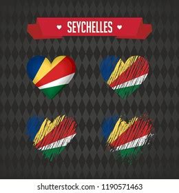 Seychelles Collection Four Vector Hearts Flag Stock Vector Royalty