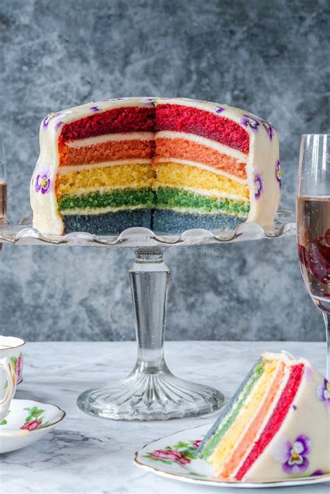 Rainbow cake stock photo. Image of buttercream, multicolored - 270432350