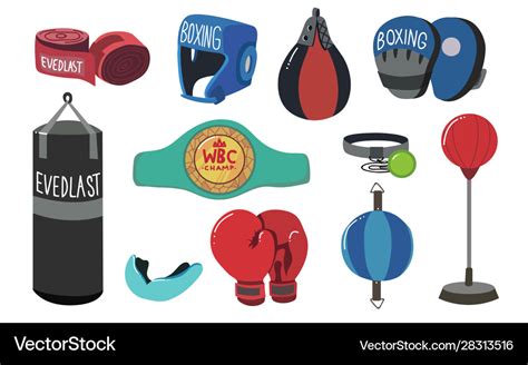 Boxing equipment tools set box accessories Vector Image