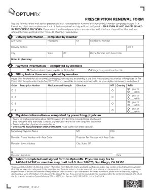 Fillable Online Prescription Renewal Form Optumrx Fax Email Print