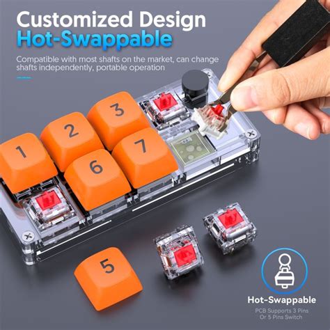 8 Key Macro Programmable Fully Hot Swappable Mechanical Switch 4 Color RGB Light Gaming Mini