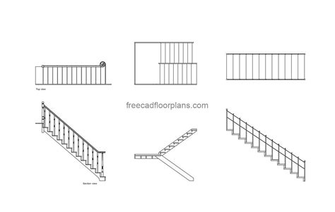 House Wood Stair Section Free Cad Drawings