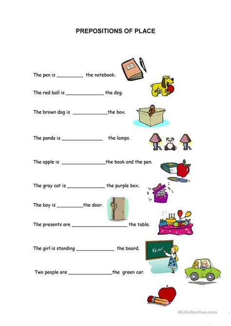 Prepositions Of Place English Esl Worksheets