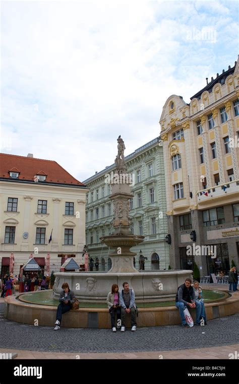 The Maximilian Statue Fountain In The Main Square In Old Town Central