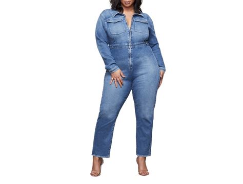 Good American Exposed Zip Denim Jumpsuit Exotic Excess