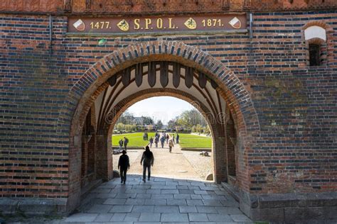 Lubeck Holstentor Holsten Gate With Canon Famous Historic Landmark