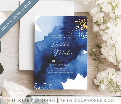 Royal Blue Wedding Invitations, Editable Invitation Template, INSTANT ...