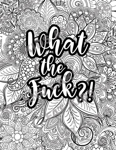 What The Fuck Coloring Page Adult Coloring Page Cuss Word Coloring