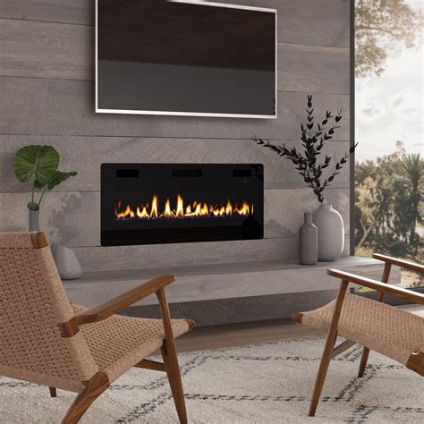 OKADA 42" Electric Fireplace Insert, 3.86" Ultra Thin Wall Mounted/ In Wall Easy Installation ...