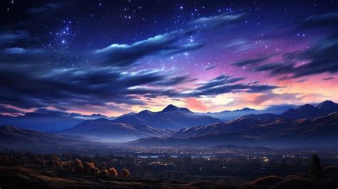 Premium Photo | Purple color sky over the mountains