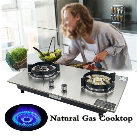 ECUTEE Natural Gas Cooker Gas Cooktop 2 Burner Built-in Gas Stove ...