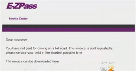 E Zpass Toll Customers Are At Risk Of New Phishing Scam Cbs News